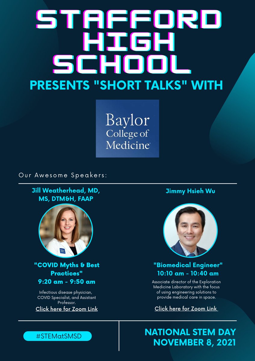 TiffanyFondal's tweet photo. @SMSDHigh partnered with @bcmhouston to speak to our high school students about future #STEM careers! #NationalSTEMDay #STEMDay #STEMatSMSD https://t.co/cLR5UABquq
