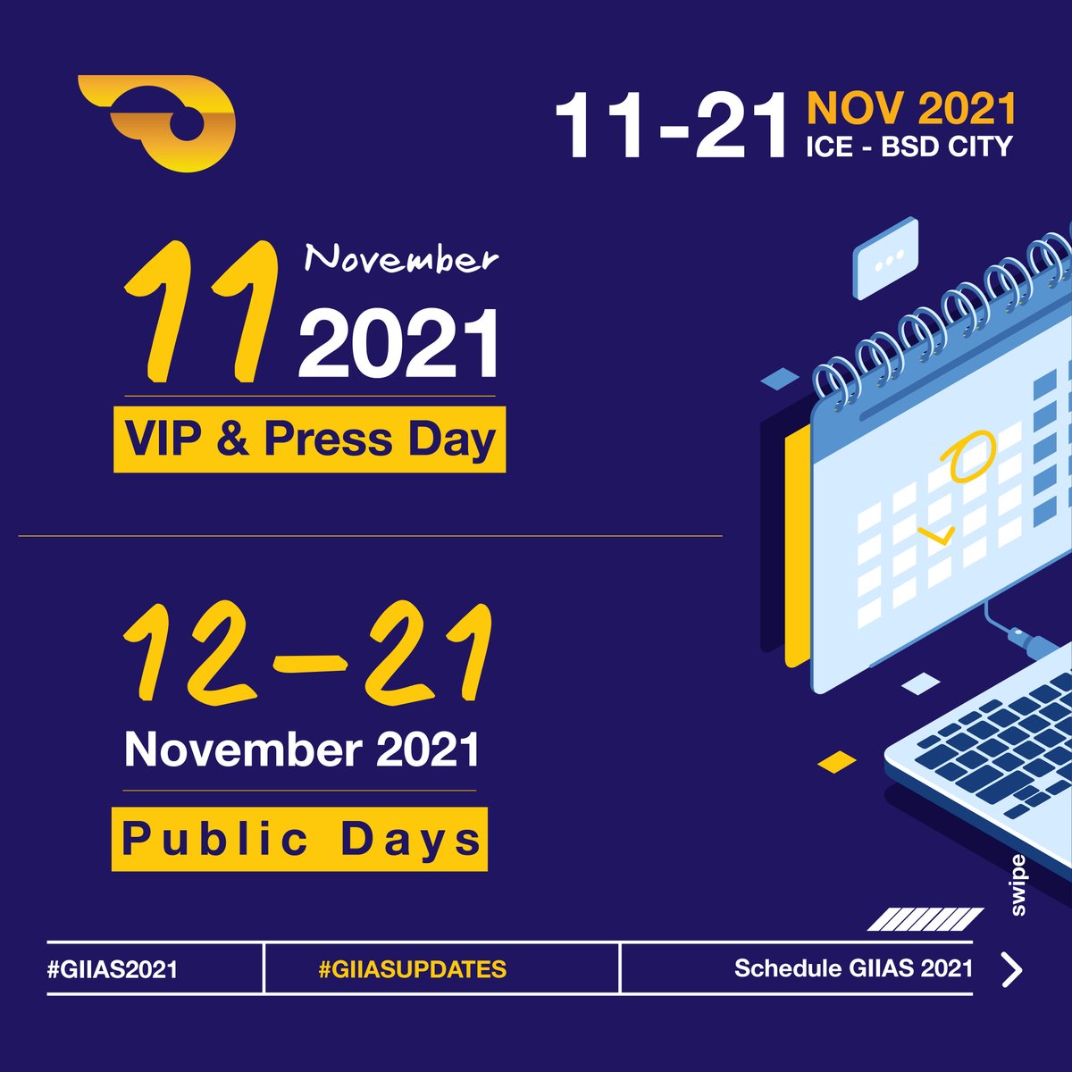 884GlobalRadio's tweet photo. #SahabatGIIAS, sebentar lagi, GIIAS akan segera kembali!
Perhatikan tanggal dan sesi kunjungan yang dipilih, pastikan mengisi sesuai tanggal dan waktu yang kamu rencanakan, ya!
Sampai jumpa di GIIAS 2021!
11 - 21 November 2021
ICE, BSD City, Kab. Tangerang
#GLOBALRADIOXGIIAS https://t.co/foiYf7kch2