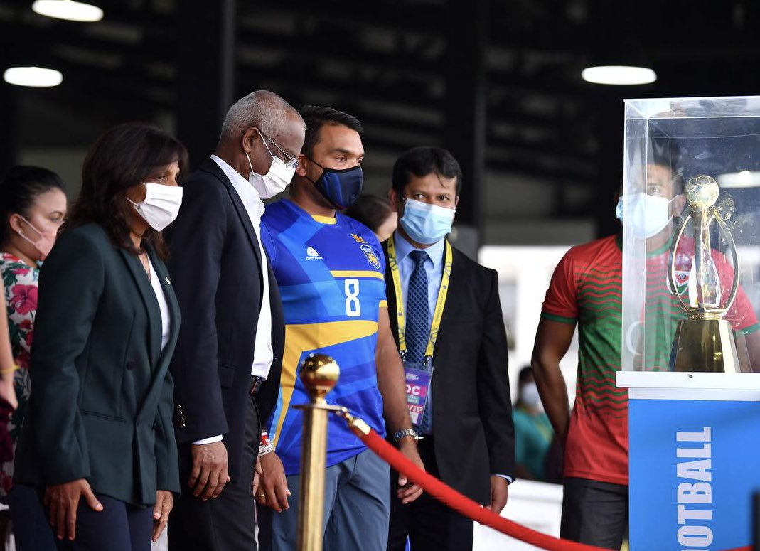 Maldives President attends the inaugural session of the Four Nations Football Tournament for the ‘Mahinda Rajapaksa Trophy 2021