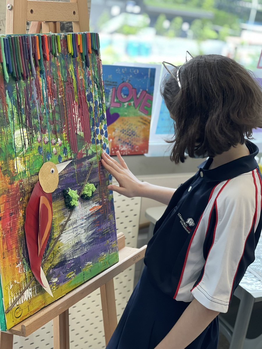 rramapriya's tweet photo. G3 students are exploring elements of art “texture” in an artwork. This touch & tactile aspect of art is always a hit among my Ss after the fascinating element “color” -One of reasons I love making samples in my classroom. #texture #tactile #elementofart #teachersample #saisrocks https://t.co/7bBpL3zQum