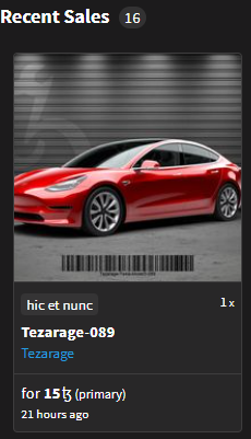 tezarage's tweet photo. Tesla Model 3 sold on Tezarage! Vehicle number 089/150 in total. Each vehicle is 1/1 only, if the model is sold then no other will be made.

#tezos #NFTCommunity  #tezosnft #Tesla $xtz https://t.co/qXwEUk2pA7