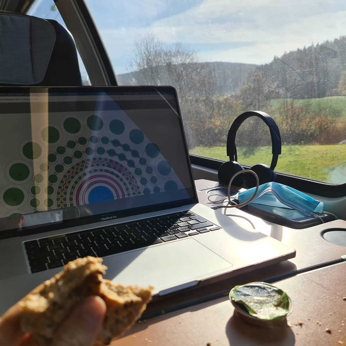 LouCommensalist's tweet photo. 🌳Making demo designs for my second book, on food forests 🍐
🛤In my office on wheels🚉
#veganspread #food #local #germanfood #climatefarmingcongress https://t.co/7vEztoX6Lo