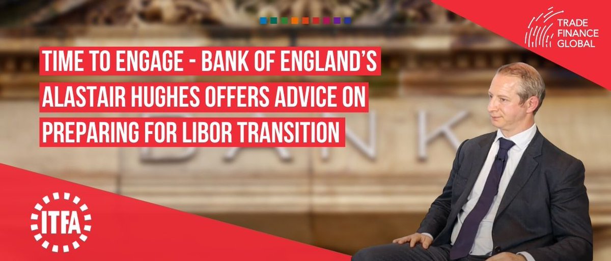 tradefinglobal's tweet image. 🎥 VIDEO: Time to engage – Bank of England’s Alastair Hughes offers advice on preparing for LIBOR transition

⬇️ Watch the full interview here ⬇️
tradefinanceglobal.com/posts/video-ti…

#libortransition #advice #preparation #interview #tradefinance