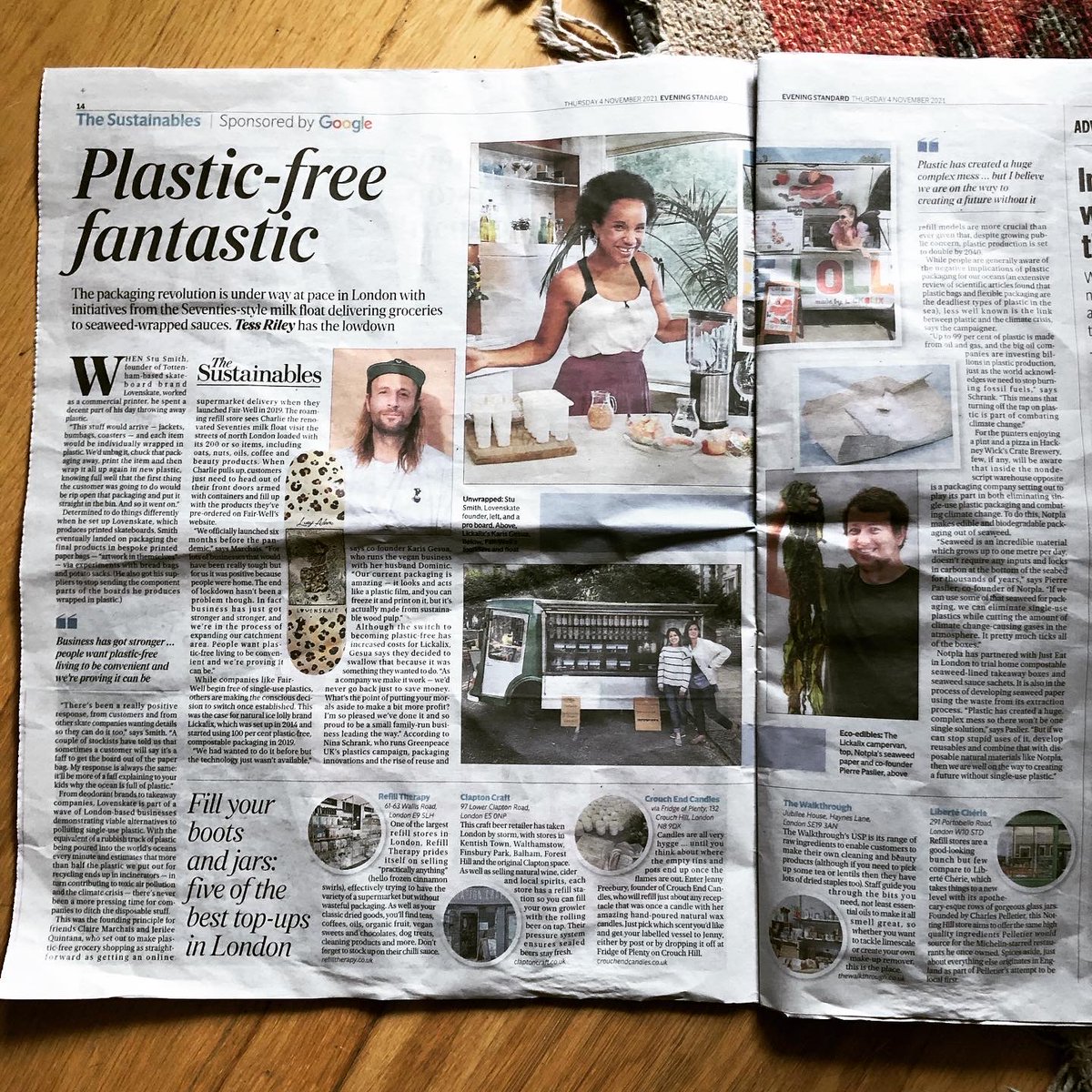 Thank you for the feature <a href="/EveningStandard/">nope s</a>  A great article about Plastic free initiatives in UK. Plastic free is the new norm! #refillrevolution