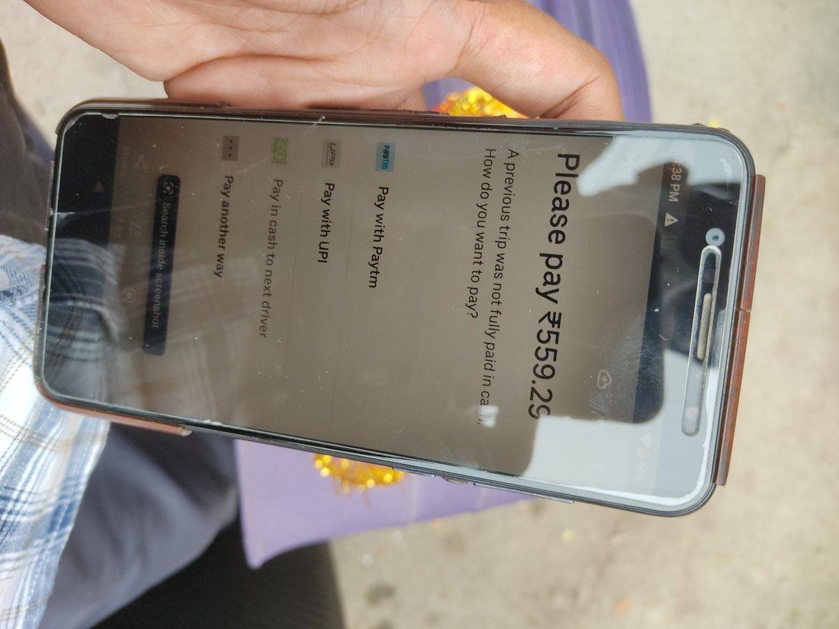 rishabhchrmalle's tweet photo. @Uber_India please let me book a cab . Payment of 559 shows pending but paid to delivery partner in cash. https://t.co/NCUSa9jQ2K