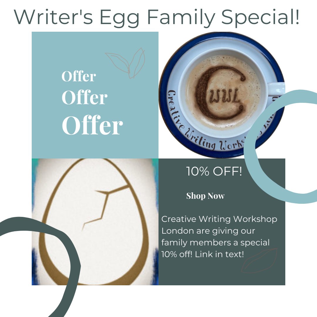 WritersEggMag's tweet photo. Only for our family members! β
β
@creativewritingworkshopslondon are giving you 10% just for being our beautiful customers! Follow to see their upcoming events! β
β
#imawritersegg #eggsrus #writerseggmagazine #WEMcreate #WEMfamily #writerslife β
#writerscommunity #artists π₯ https://t.co/i9lZDk2rE8