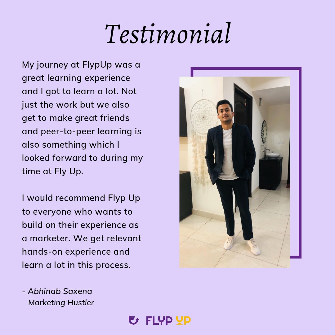 flyp_up's tweet photo. Our Marketing Hustler- Mr. Abhinab Saxena speaks about his experience at @flyp_up.
#SocialMedia #SocialMediaMarketing #DigitalMarketing #MarketingAndAdvertising #DissectCurates #Twitter #TweetGram #RelatableTweets #Trend #Trending #Topical #TopicalSpot #AgencyLife https://t.co/swucGVUB3R