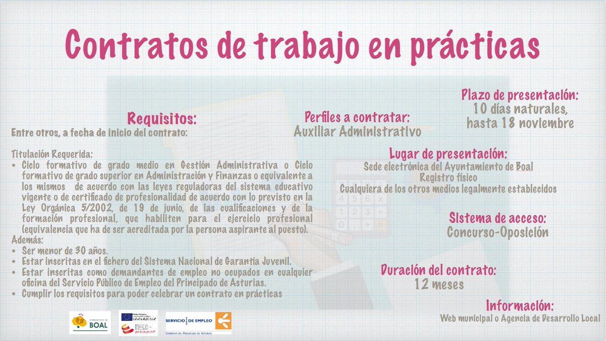 Contrato de trabajo en prácticas en el Ayuntamiento de Boal