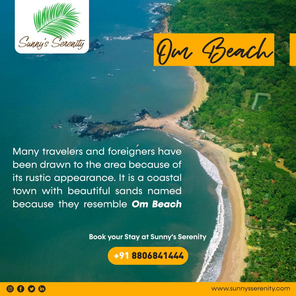 The area now attracts both #adrenaline #enthusiasts. One of the nicest things to do in #Gokarna is to stroll around the #rockybeaches and take in the #freshness of its relaxed lifestyle.
Visit our website - sunnysserenity.com
Or contact us at - 91 8806841444
#ombeach