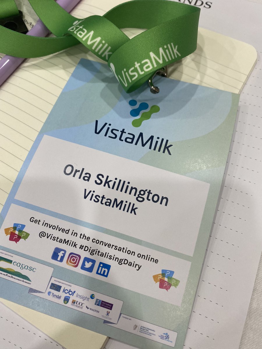Delighted to be attending my first in-person Vistamilk event today. Looking forward to hearing from the exciting line-up of speakers throughout the day! @VistaMilk #digitalisingdairy 🐮 🌾🥛