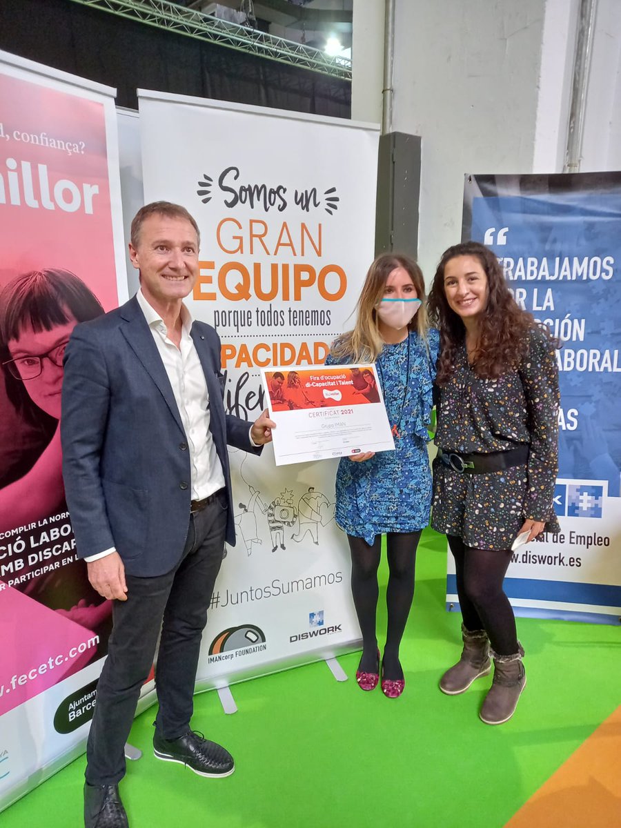 imancorp_fdn's tweet photo. Hoy nos encontramos, junto a #Diswork, en la Fira d'ocupació di-Capacitat i Talent "Sí, i millor" de la @FECETC.
Gracias a tod@s los participantes por la oportunidad de conoceros, ¡somos un gran equipo porque todos tenemos capacidades diferentes! https://t.co/98IO08UaOO
