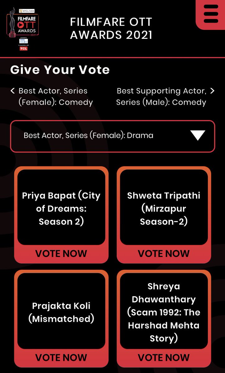 So so happy to be nominated😊  <a href="/filmfare/">Filmfare</a> OTT awards 2021. 
Vote for me if you loved #Poornimagaikwad in #Cityofdreams 

 filmfare.com/awards/filmfar…