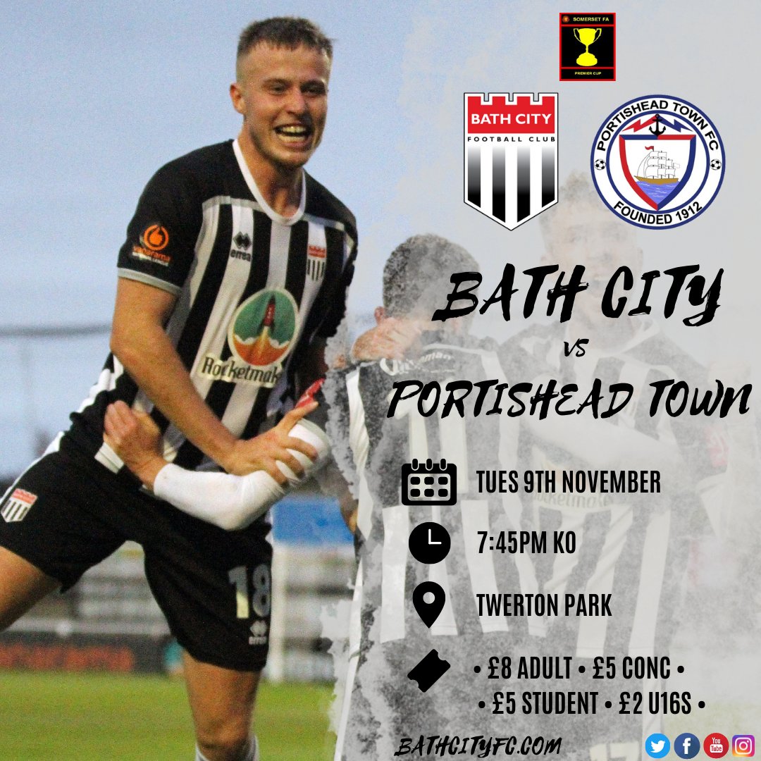 BathCity_FC's tweet image. TONIGHT ⚽️ | There&apos;s football under the lights at Twerton Park! 🤩

A Romans side will take on @PortisheadTown in the @SomersetFA Premier Cup 2nd Round. 7:45PM KO!

🎫 | Buy in advance or at the turnstiles: bathcityfc.ktckts.com/event/bat2122s…

#Romans #SomersetCup
