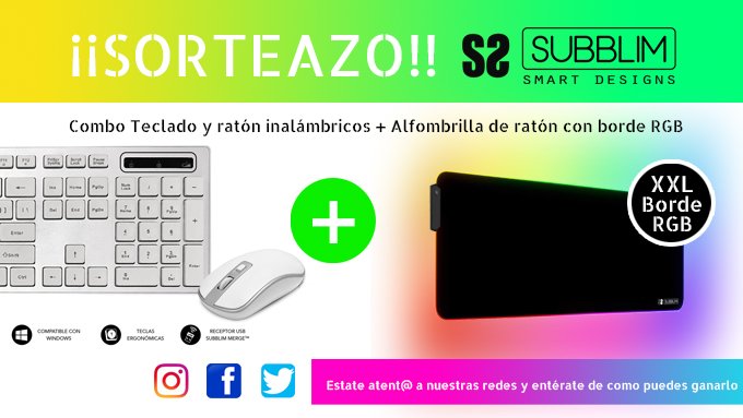 ielectro_es's tweet photo. ¡SORPRESA, SEGUNDA RONDA! 🤩

¡Sorteamos otro combo de Teclado + Ratón y una Alfombrilla con bordes de RGB de Subblim! 🤘🏻

Requisitos:

🏳️Síguenos y a @subblim 
🏳️RT + Like al tuit
🏳️Etiqueta a 2 amigos

Puedes participar en toodas nuestras redes🧑🏻‍💻
¡Termina el 14/11! https://t.co/EOFVzW49hV