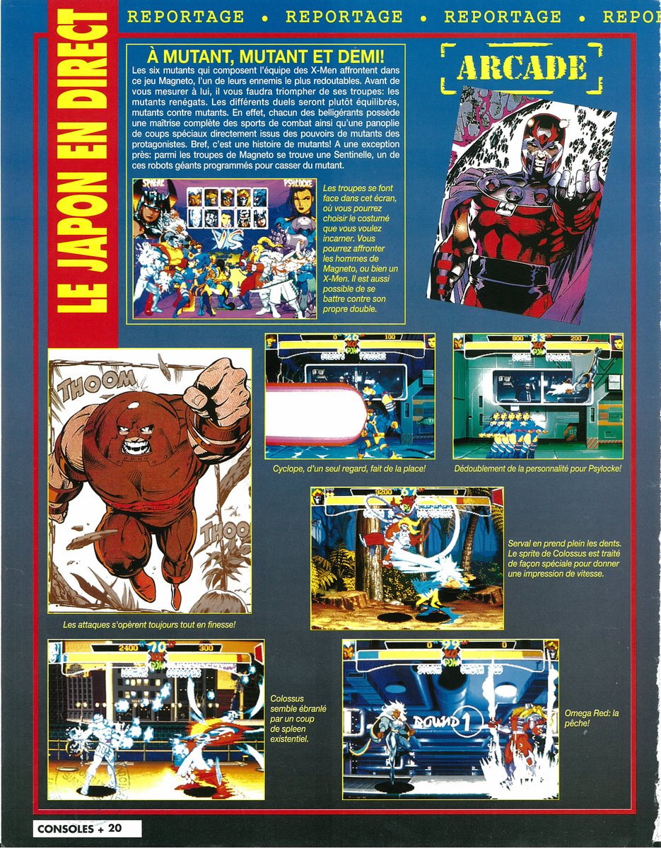 DreamcastMe's tweet photo. X-MEN Children Of Atom #capcom #arcade Reportage in french magazine Consoles+ Février 1995 #marvel #versus https://t.co/kuvt9ooH1t