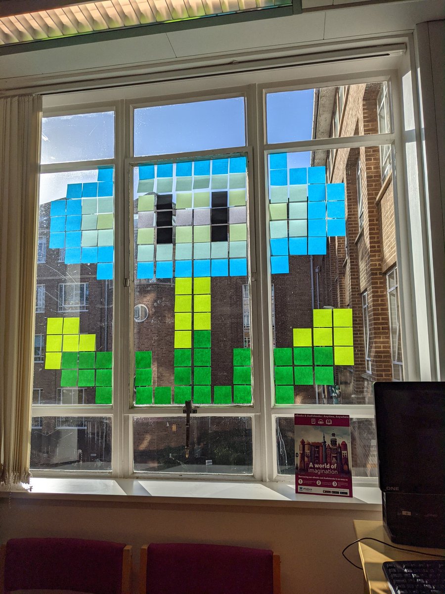 Library_EHS's tweet photo. I forgot to add these to Twitter! New pixel art display! #pixelart #library #display https://t.co/zY2FZ9ablu