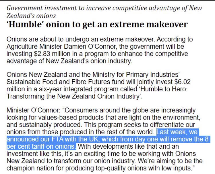 EmilyThornberry's tweet photo. The government cuts tariffs on onions from New Zealand. Their onion industry gets immediate millions in investment to take advantage. Our own industry gets no extra support at all. The same will happen for lamb, beef, dairy and apples. We are seeing our farmers openly sold out.🧅 https://t.co/Nuzg23PwvW