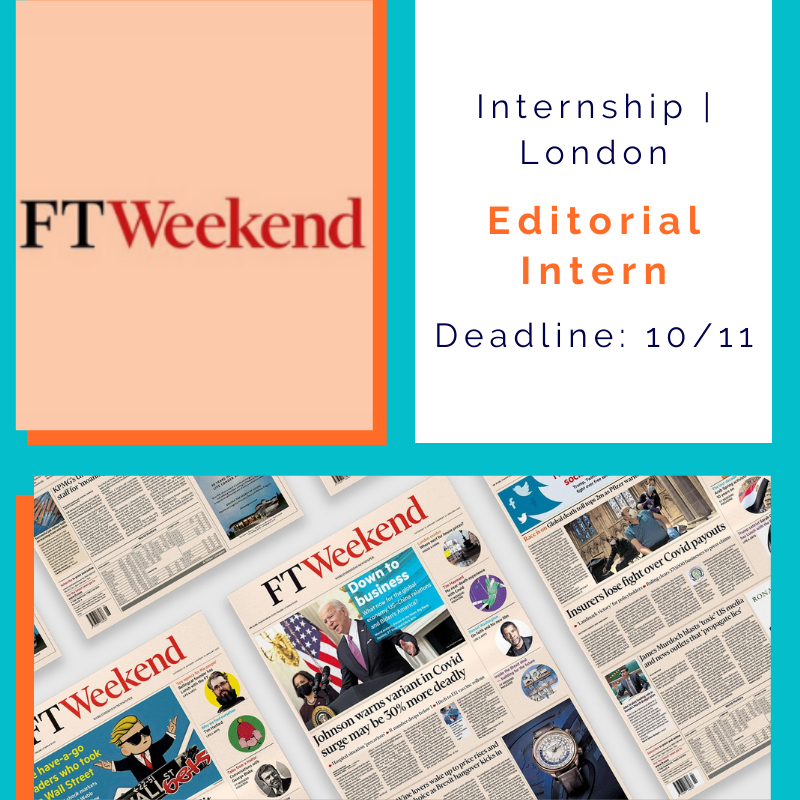 _CreativeAccess's tweet photo. 🚨Calling all aspiring journalists! Don't miss this #PaidInternship with @ftweekend 🚨
Want to learn how to fact-check, proof-read, produce social media content & research? Have examples of your written work? Then apply by 10/11 👉🏾
https://t.co/NREOMxIhdD
#EditorialIntern https://t.co/JKsrI3P80B