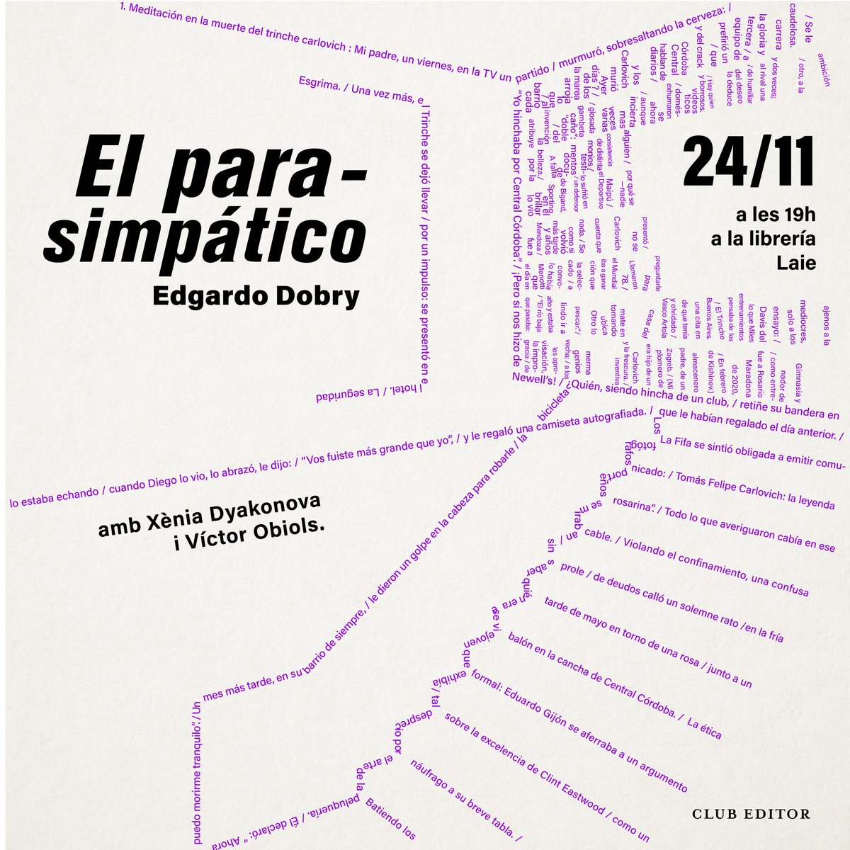 I la setmana que ve, #Txékhov a la <a href="/Nollegiu/">Nollegiu</a> del Clot amb Barios i Dyakonova. La Xènia també presentarà #ElParasimpático de Dobry a la <a href="/laietana/">laie</a>, amb Víctor Obiols. Festa grossa! 🪅