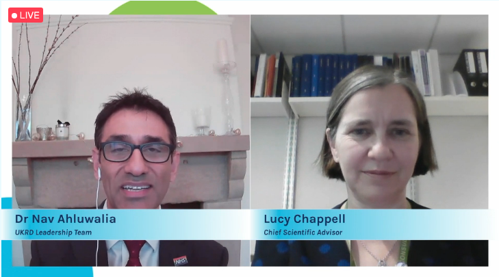 UKRDLeaders's tweet photo. We are thrilled to listen to this next session: An Interview with Professor Lucy Chappell, Chief Scientific Adviser and Dr Nav Ahluwalia at our #UKRD2021 summit

Thank you both: @LucyChappell2 @DrNavAluwahlia
@DHSCgovuk #UKRDLeaders https://t.co/vhHANuSBkA