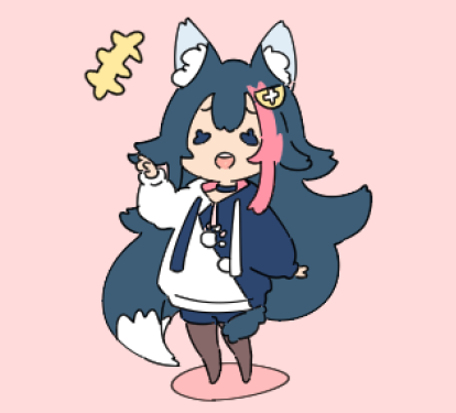 ookami mio 1girl animal ears solo wolf ears tail wolf tail chibi  illustration images
