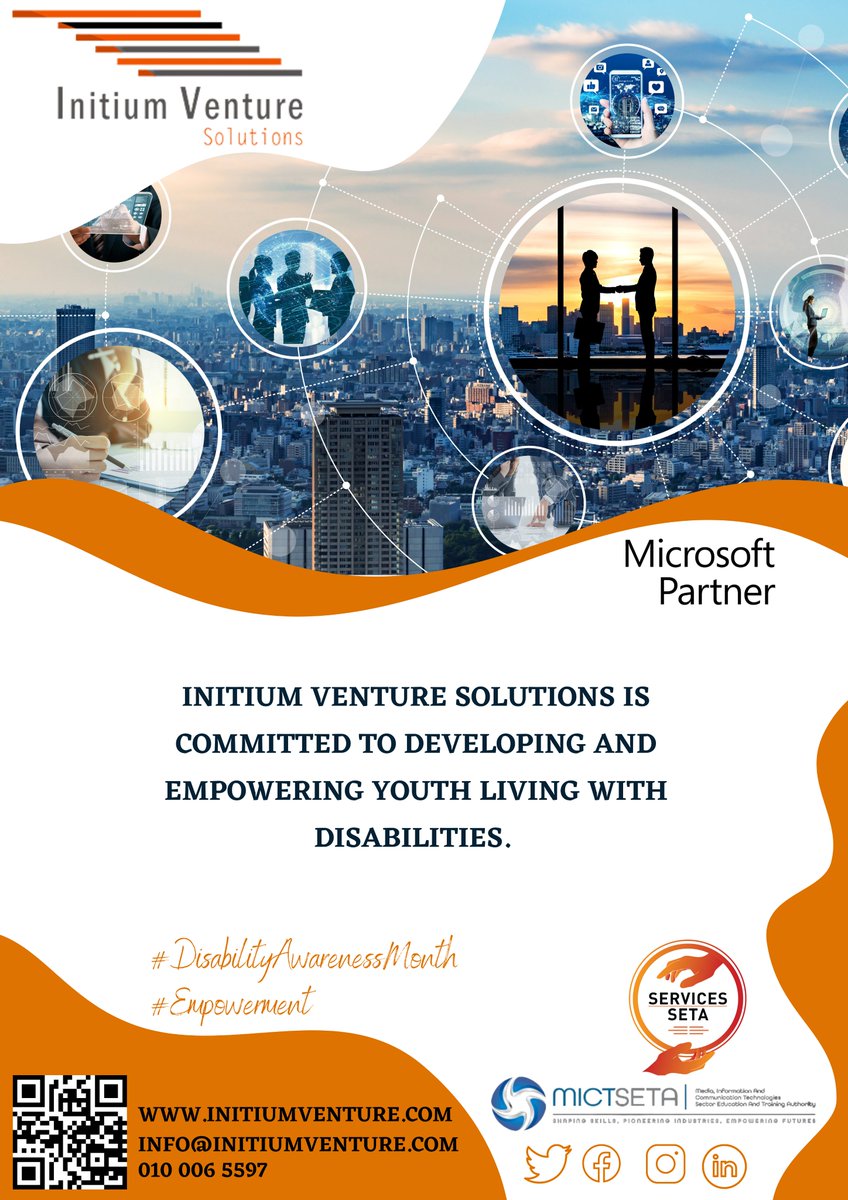 Initium Venture Solutions provides programs geared at eradicating skills gap in South Africa.
#Empowerment #Disabilityawarenessmonth #Dsabilitypride #Skillsdevelopment