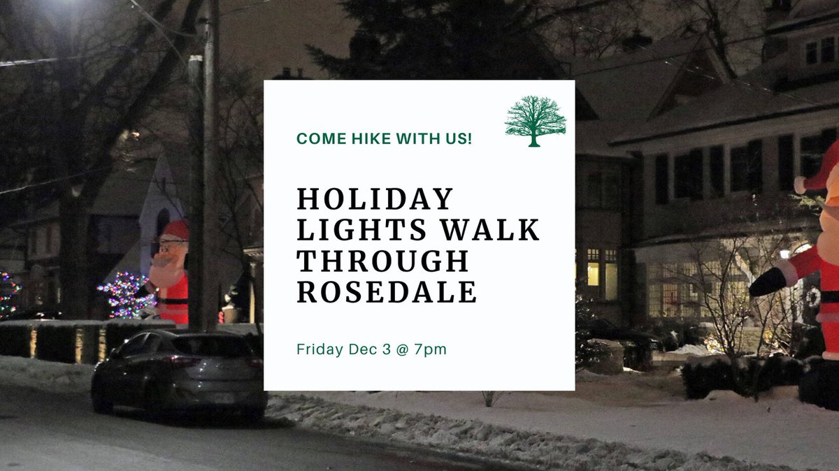 As the holiday season begins, let's enjoy an urban walk together and explore the streets of Rosedale and their festive decorations. Fri Dec 3rd from 7pm
🌿 Register at bit.ly/LetsHikeTOEven…
#canada #landscape #hiking #hikingtoronto #letshiketo #diversifyoutdoors #exploretoronto