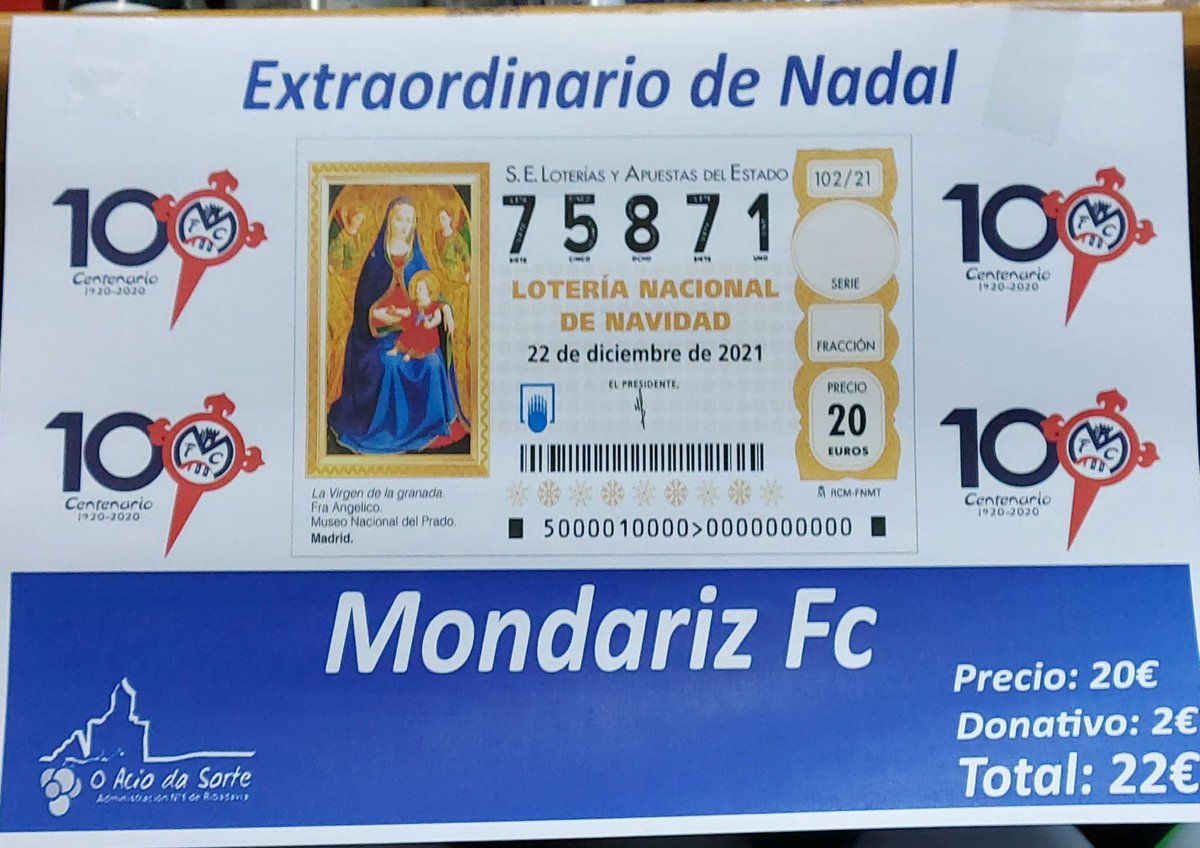 MondarizFC's tweet photo. |Lotería nacional de navidad|
Último día 20 de decembro‼️
•
Puntos de venta:
-Campo municipal A Lagoa
-Ferretería/Bazar Mondariz
-Bar Carlos
-Bocatería Mini 
O contactar con directivos. https://t.co/nH8IdXs2EM