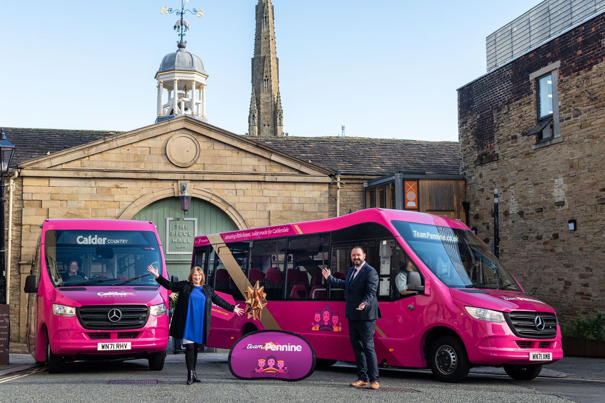 TeamPennine's tweet photo. 🤩 Our brand new, made-in-the-north Mercedes buses for #CalderCountry are now on the streets - and making buses journeys better right across Halifax and Calderdale!
😎 Read more about them here 👉 https://t.co/58OlGrU3LN https://t.co/A48mgKF5fD