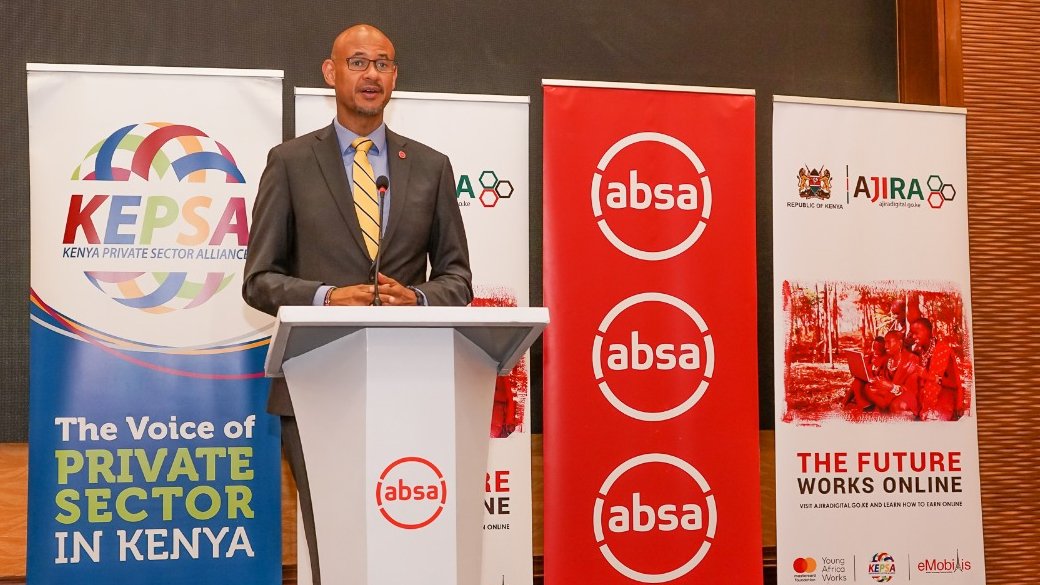 AbsaKenya's tweet photo. .@JeremyAwori, MD @AbsaKenya This partnership is part of our ongoing efforts in this critical area of youth empowerment. Jointly with @KEPSA_KENYA, we hope to establish digital and technologically enabled job opportunities and reach more than 1M young people. #AjiraReadytoWork https://t.co/OPaNcRP6Wn