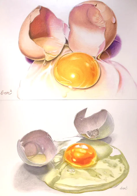 本日の色鉛筆画講座は生卵🥚
透明感の練習回でした!

#色鉛筆画講座 