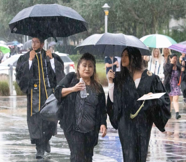 thechargenews's tweet photo. @UCF 2020 grads finally got to have their ceremony, after waiting a year since #COVID impeded their walk. The bittersweet event took place on a rainy, Spirit Splashy day. 🎓⚔️💦

NSM editor @jzcerda tells us what alumni had to say.
https://t.co/U7Wue9qkOm https://t.co/lELl8g0UFC