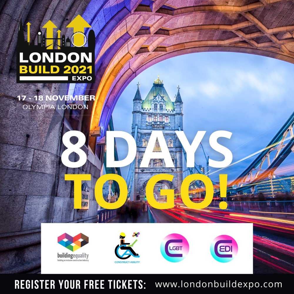 8 days to go until <a href="/LondonBuildExpo/">London Build</a> . We will be on the Diversity Stage . Together with <a href="/BuildingEqLGBT/">Building Equality</a>  <a href="/Constructabili1/">Construct-Ability Network</a> <a href="/LGBTconstruct/">LGBTConstruct🟡ChristinaRiley🟣PrideInCONSTRUCTION</a> <a href="/EdIconstruct/">EDIconstruct⭐️Christina Riley</a>
