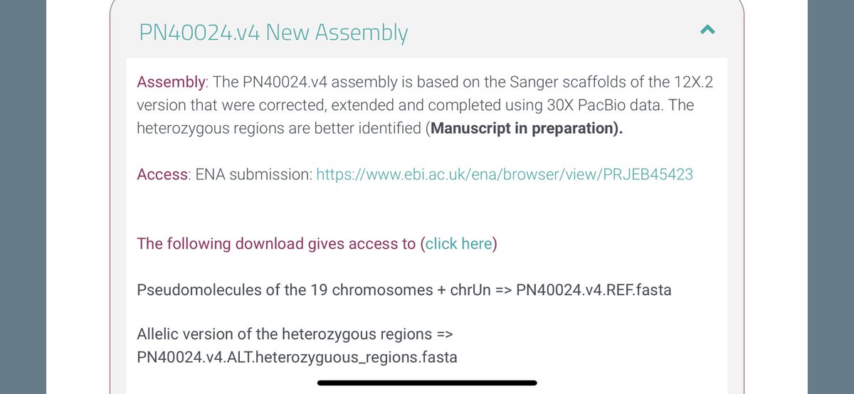 Grapediaportal's tweet image. Today is the turn of the new PN40024.v4 assembly and annotation. Thanks to the efforts of Camille Rustenholz, Amandine Velt et al. from @INRAE_Colmar @INRAE_France now our @COSTprogramme #integrape website hosts these resources integrape.eu/resources/gene…
