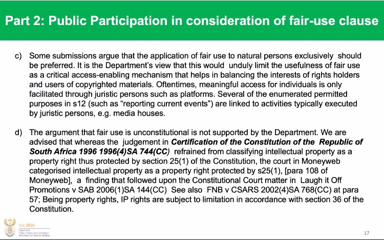 “The Department has been advised that there is no basis that Fair Use is Unconstitutional” 

“The argument that Fair Use is Unconstitutional is not supported by the Department” 

- <a href="/the_dti/">Technical Information Center</a> 

#PassTheBills
