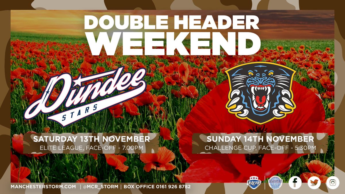 𝗛𝗢𝗠𝗘 𝗗𝗢𝗨𝗕𝗟𝗘 𝗛𝗘𝗔𝗗𝗘𝗥

Next up at the 'Storm Shelter' we have a home double header! Tickets available now online, by calling 0161-926-8782 and in person at the Planet Ice Box Office. 

➡️🎟️ bit.ly/StormHockeyTix

#WeAreStorm | #Manchester