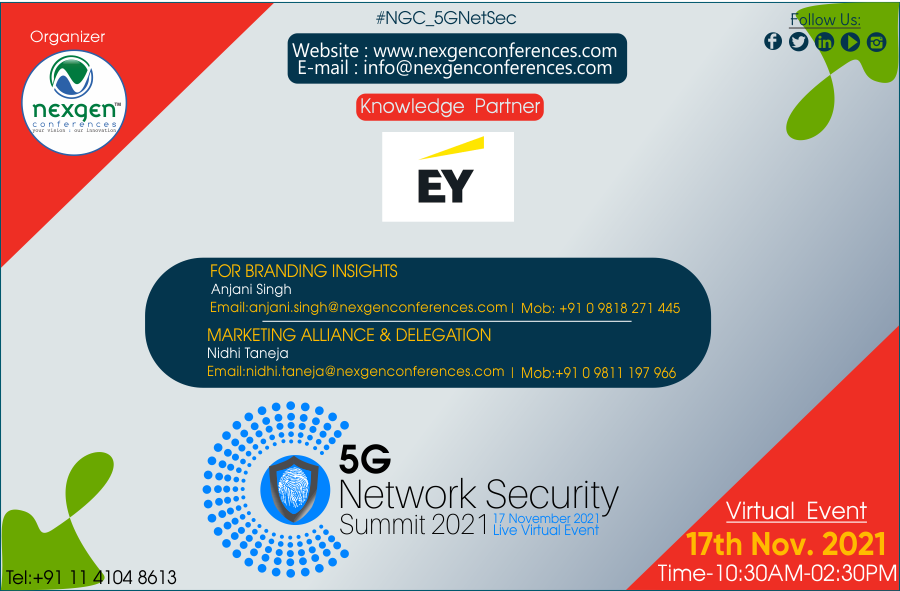 NexgenConferen1's tweet photo. #KonwledgePartnerAnnouncement #NGC_5GNetSec
Happy to welcome @EY_Consulting as #KnowledgePartner at 5G Network Security Summit held on #Nov17
Register Here for Free: https://t.co/2i4lWgrfMh
#Networksecurity #integrity #hardwaretechnologies #cloudservices #Networksecuritysoftware https://t.co/lFKKuHckvg