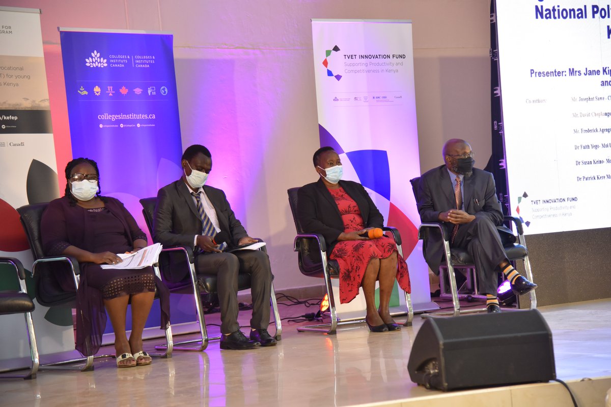 Our #KEFEP GE Officer <a href="/LinetTanui/">Linet Tanui</a> &amp; Dr. Quin Juma of USIU-Africa are moderating a session on 'Enhancing Gender Equality at TVET Institutions', in which our partners <a href="/tenpKE/">The Eldoret National Polytechnic</a>, <a href="/kenyacoastnpoly/">Kenya Coast National Polytechnic</a> &amp; @kttc_kenya are sharing their research findings. 
#CICanKenya2021AppliedResearchForum
