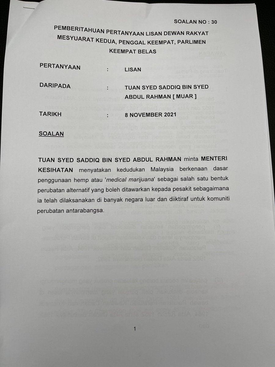 SyedSaddiq's tweet photo. I am really impressed with the answer given by YBM @Khairykj &amp; his team at MoH.

Data &amp; science driven decision making process.

1) Medical cannabis is allowed when preconditions are met.

2) If can be proven via science, can be registered.

3) Gov will fascilitate.

Kudos. https://t.co/xdplwfjyAs