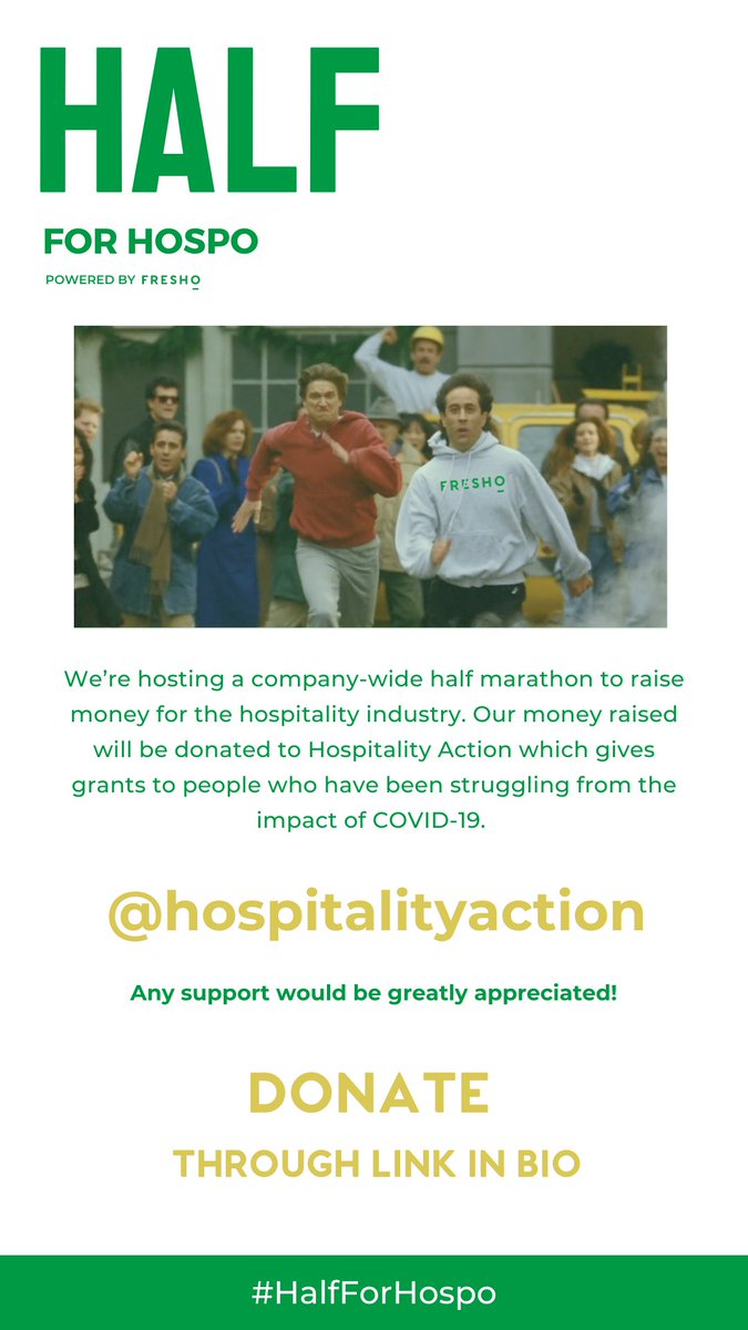 TobyHartley's tweet image. We're hosting a global company-wide half marathon to raise money for the hospitality industry -justgiving.com/fundraising/fr… #fresho #hospitalityaction