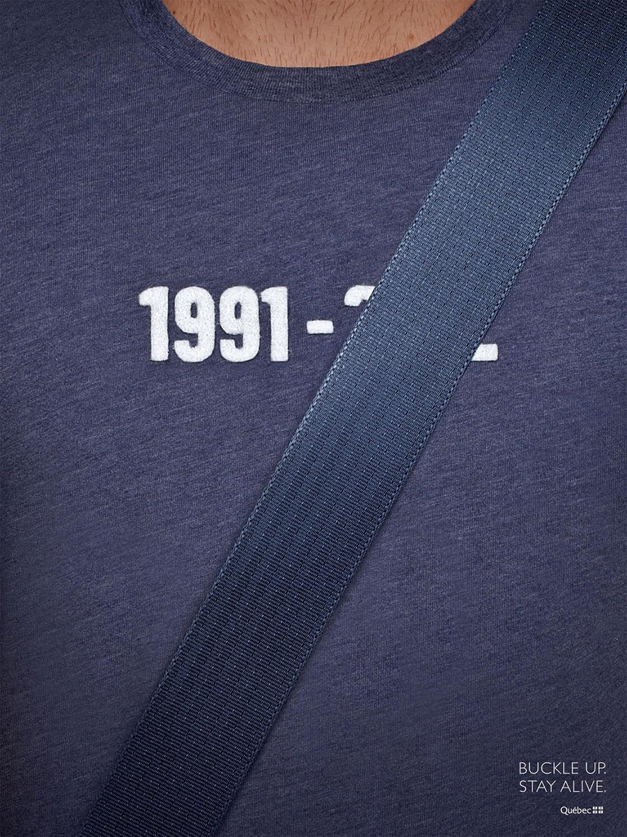 lasblogenpunto's tweet photo. Sin fecha de caducidad...

Inteligente planteamiento creativo y gráfico, destinado a poner en valor la importancia del cinturón de seguridad a la hora de evitar muertes en carretera.

Una elipsis visual que dice mucho. #creatividad #trafico #advertising https://t.co/ruUq32FKRA