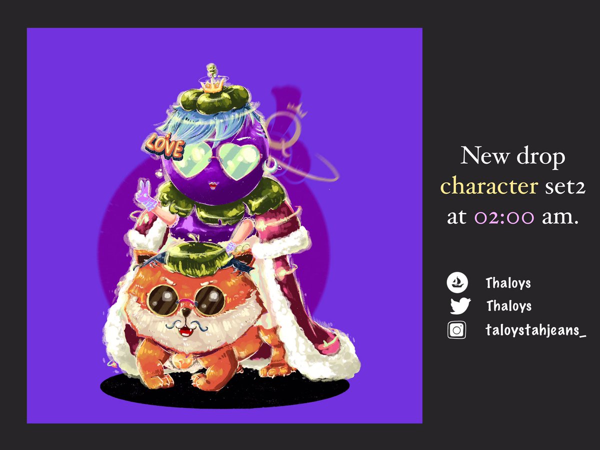 thaloyssulubloo's tweet photo. ราชินีแห่งผลไม้เสด็จแว้วววว👑
🌈New drop character set2 at 02:00 am.
##nft #nfts #opensea #openseaart #mycollection #newdrop #mangoteen #cartoon #art https://t.co/7Hqj8a5tMx