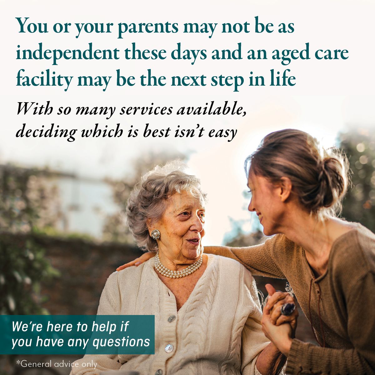 AFSNSW1's tweet photo. You or your parents may not be as independent these days and an aged care facility may be the next step in life https://t.co/dFu4pxPaRv