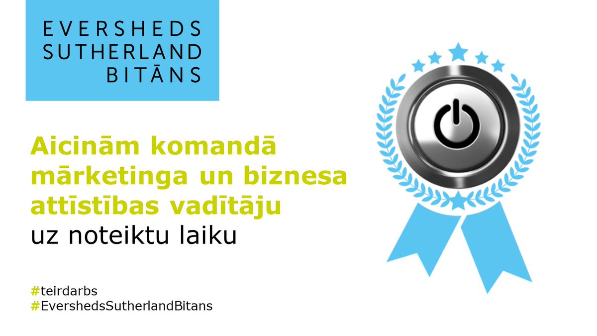 Aicinām mūsu biroja komandai pievienoties mārketinga un biznesa attīstības vadītāju (uz noteiktu laiku)! 🚀🚀🚀
Plašāka informācija un pieteikšanās: eversheds-sutherland.com/global/en/what…