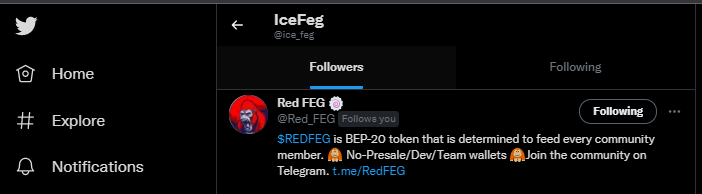 ice_feg's tweet photo. Hey @Red_FEG 👋🏽

Thanks you for following us, we are working hard to make this project moon ! 
Come &amp; Buy ICEFEG 🦍❄️ we have a nice potential anf HUGE REWARD in FEG (10% rewards)

Contract Adress :
0x9443a3420e8f47c5af2d7005a4d3c9bde827c0ed 

#BNB #BSC #ICEFEG $REDFEG $ICEFEG https://t.co/fgc4paWXev