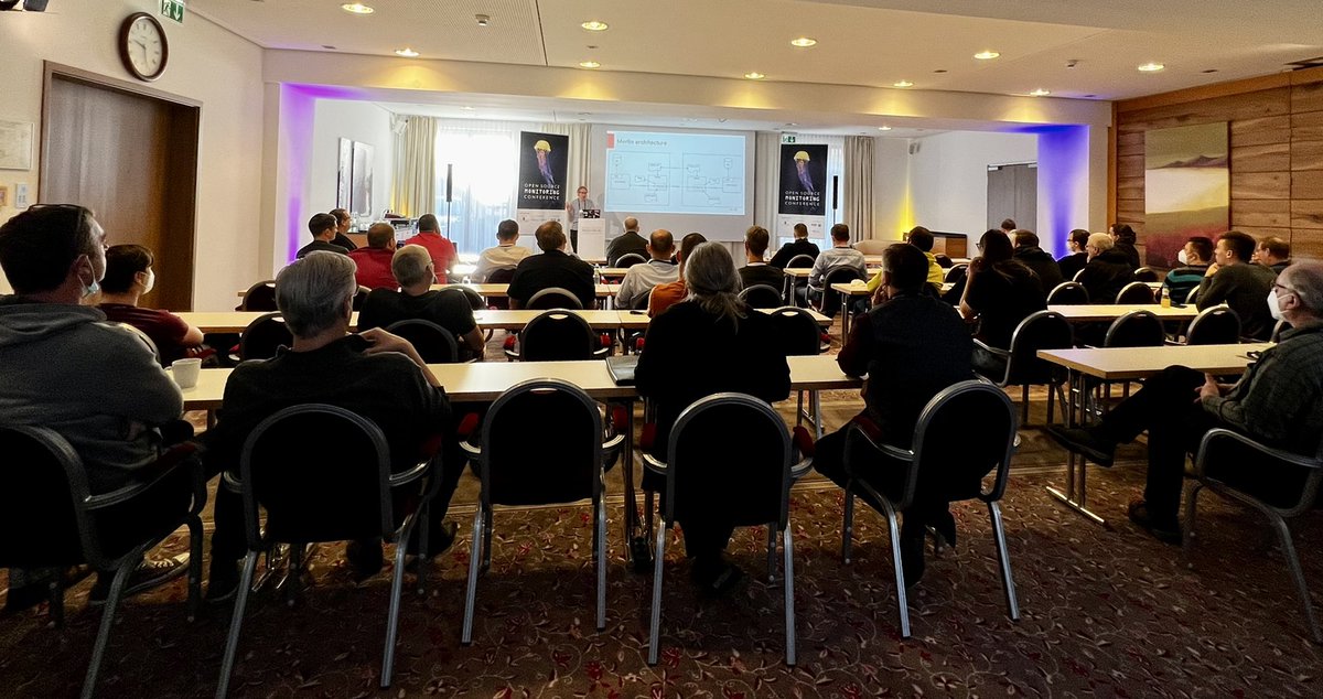 becon's tweet photo. Finally back on site at a conference! @gethash just opened the #OSMC and we are looking forward to exciting days around #OpenSource #Monitoring. Don't miss our talk about @OpenCelium tomorrow at 10:15 am in room Jacobi. #monitoringlove https://t.co/m85Mw3pAo9