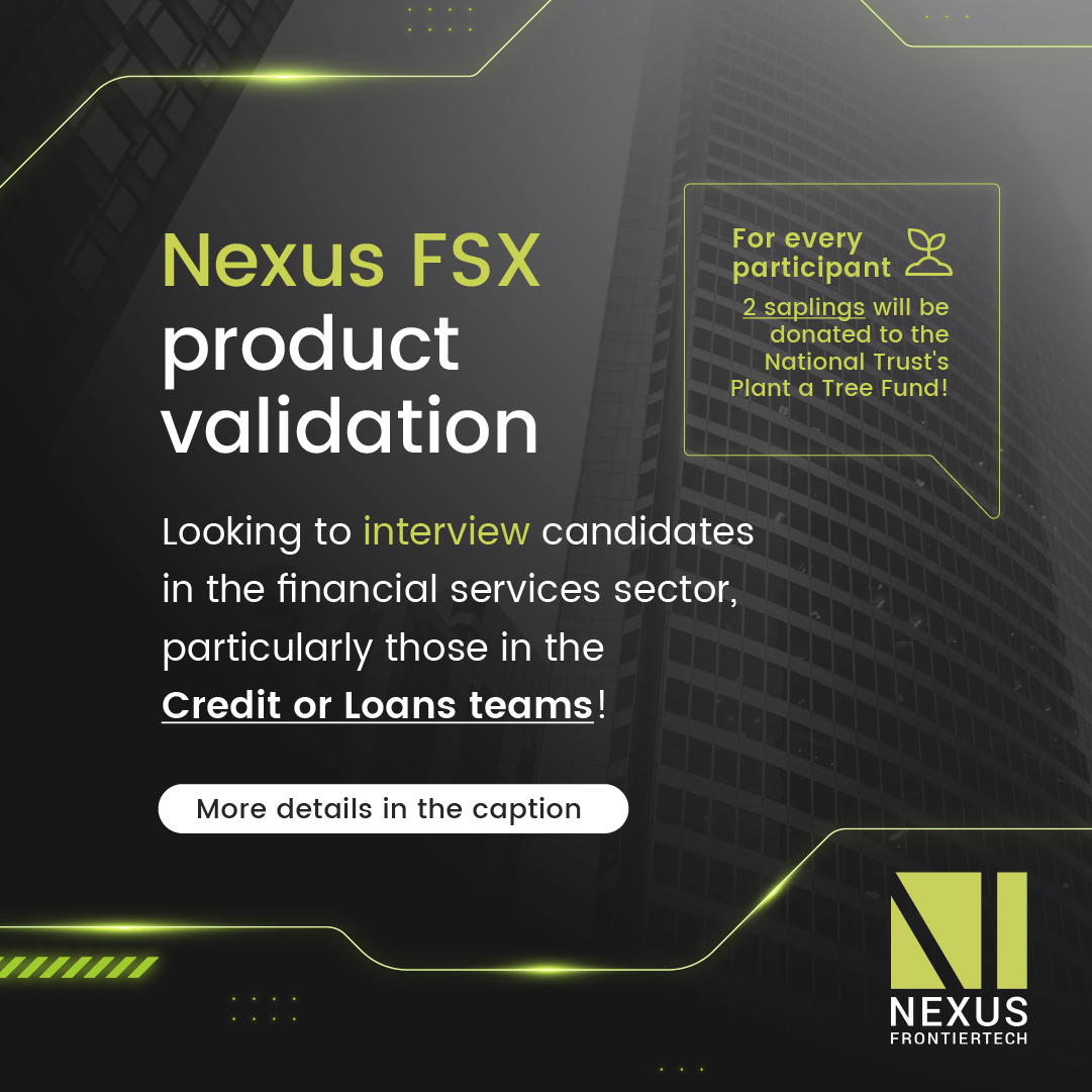 Text shown with picture:
If you're in the financial services sector, particularly in the Credit or Loans teams, we'd like to invite you to help us validate:
(i) Your workflow (superficially)
(ii) Your impressions of the product (in development)

For every interview, we'll donate £10 to the National Trust's Plant a Tree Fund (every donation = 2x saplings!)
Do comment here, drop us a DM or reach out and we'll get in touch.