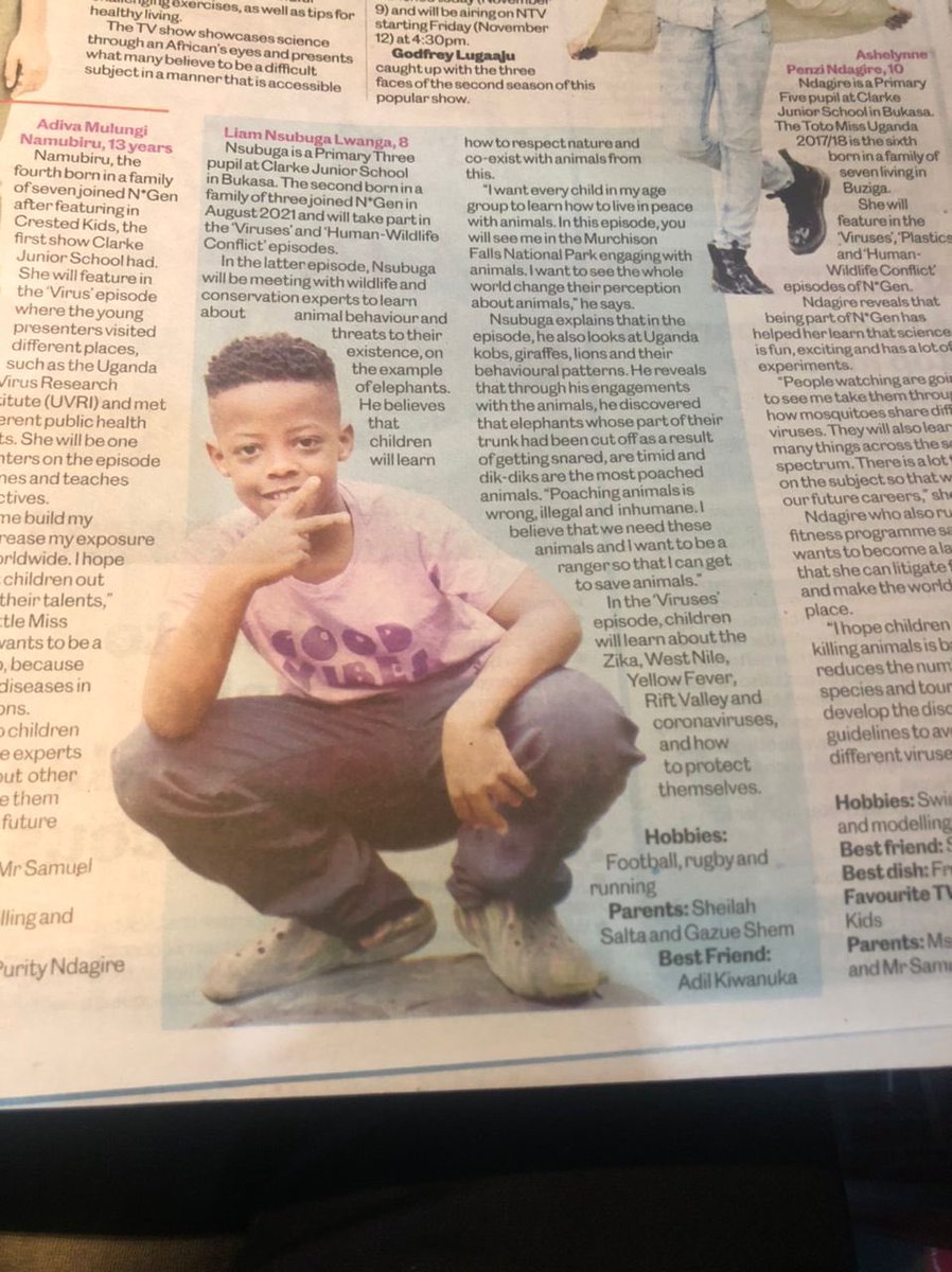 sheilasalta's tweet photo. He made his own path , kid you not I didn’t see this coming and I am going to support him because this makes him happy. Am so proud of you Liam . See you in the news papers today and now Next Gen show to air this Friday on Ntv featuring my son Liam . #ProudMother #LearningShow https://t.co/1UHbEMcnE4