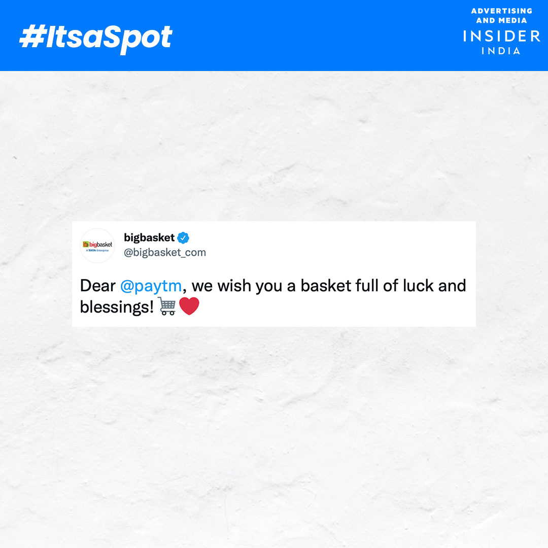 admediainsider's tweet photo. #ItsaSpot | @Paytm IPO opened up yesterday and so did brands' wishes.
#Paytm #PayTmIPO https://t.co/QJIYgqZPo9