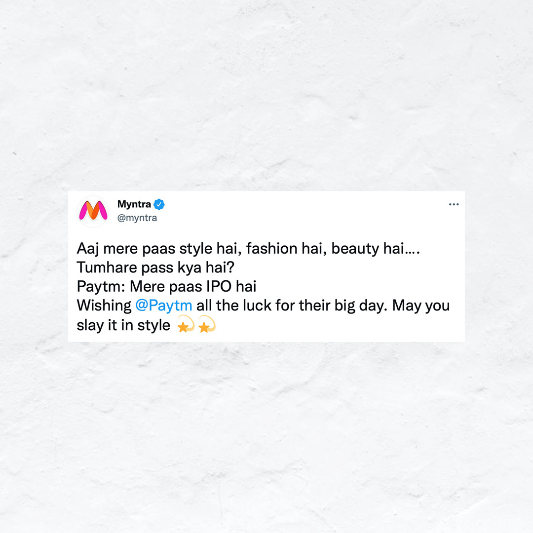 admediainsider's tweet photo. #ItsaSpot | @Paytm IPO opened up yesterday and so did brands' wishes.
#Paytm #PayTmIPO https://t.co/QJIYgqZPo9
